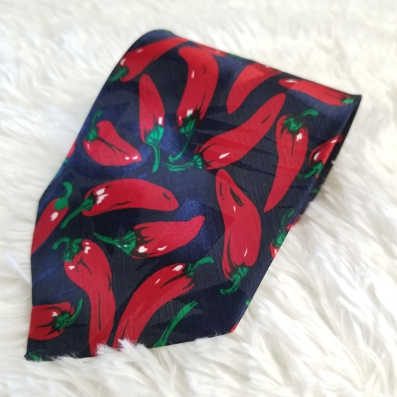 Red Chili Pepper Print Neck Tie by Renaissance - Picture 5 of 6